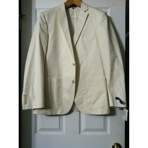 ALAN FLUSSER MENS NEW BEIGE 98%COTTON SPORT COAT JACKET BLAZER SIZE: 40R